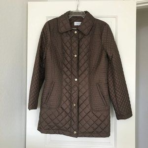 Calvin Klein Womens Coat, Brown Quilted (M)
